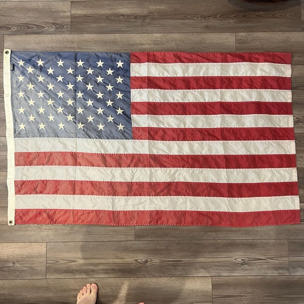 Vintage US American Flag 3x5 Quality Made In USA Faded
